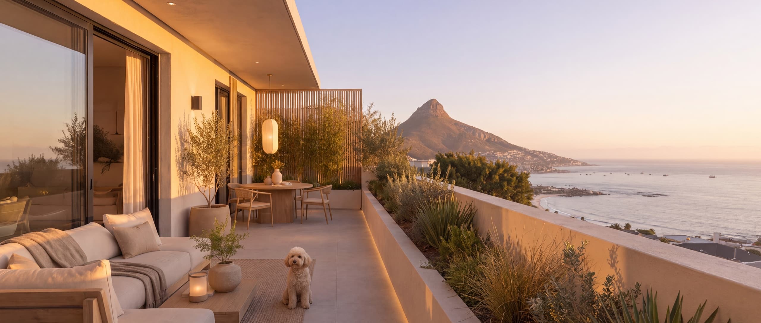 Sunset terrace with a view of Lion's Head and the Atlantic coastline